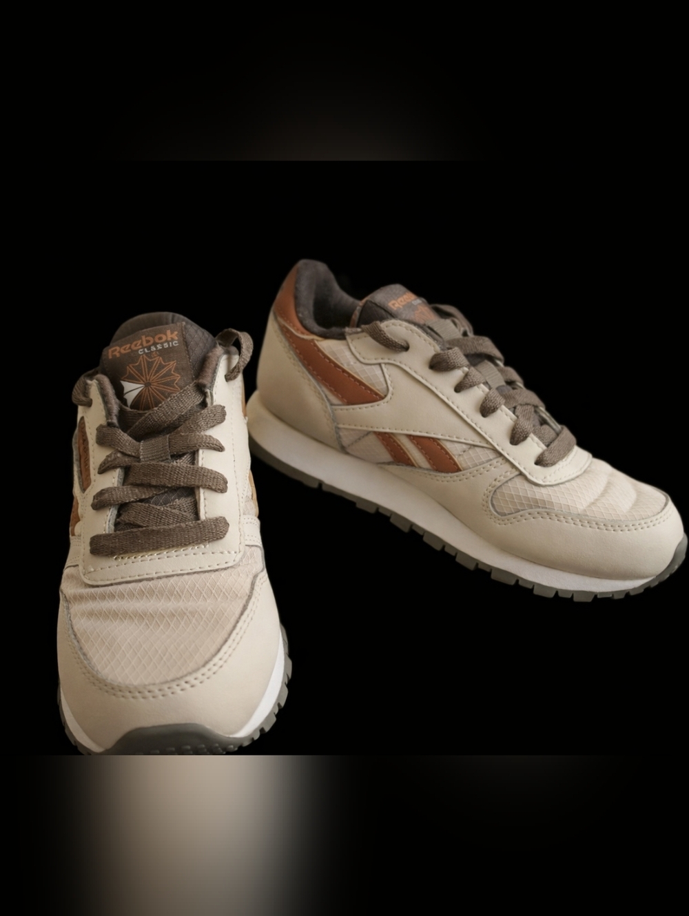 Reebok Cream and Brown Sneakers with Retro Silhouette